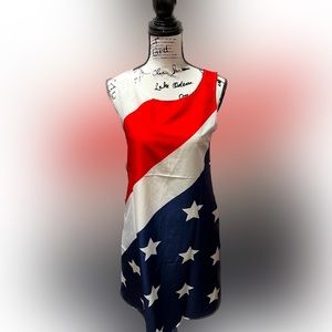 Sleeveless flag print dress